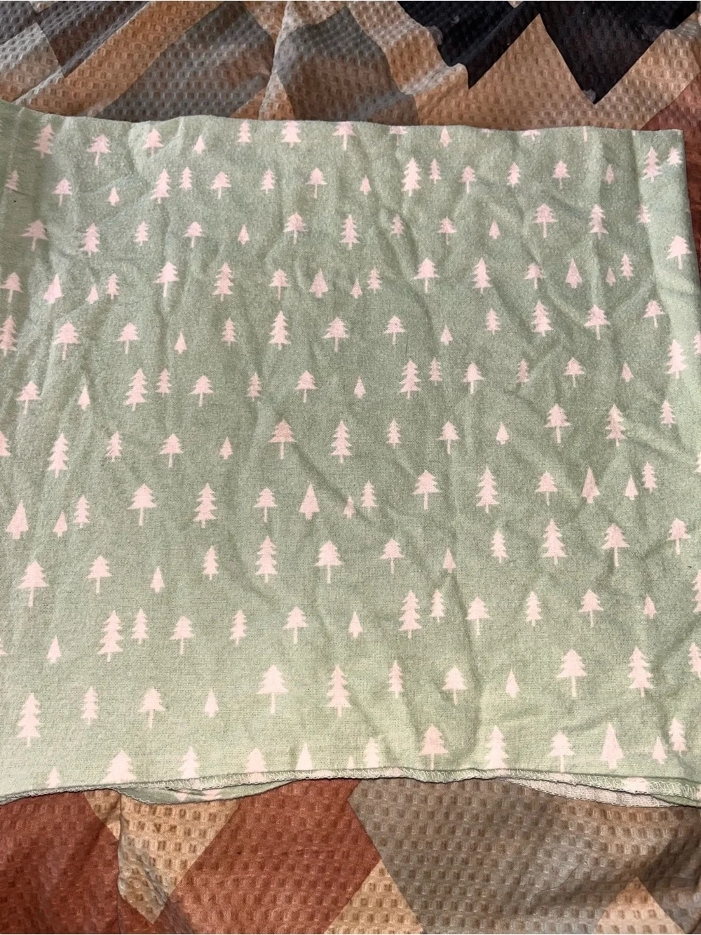 cloud island Mint Green Baby Swaddle Blanket with White Tree Print